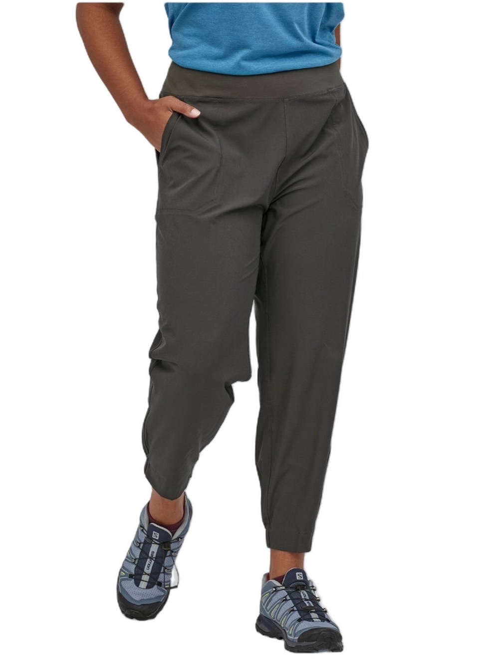 Patagonia Women's Happy Hike Studio Pants in Dark Grey Sz L